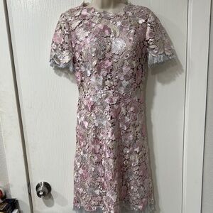 Elie tahari Floral Lace Dress in Pink and light blue size 2
